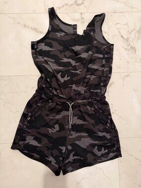 Athleta Girl black camo romper